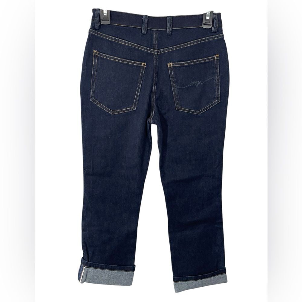 NEW SER.O.YA Cropped Jeans Straight Leg Size 25 Dark Blue‎ Wash Denim